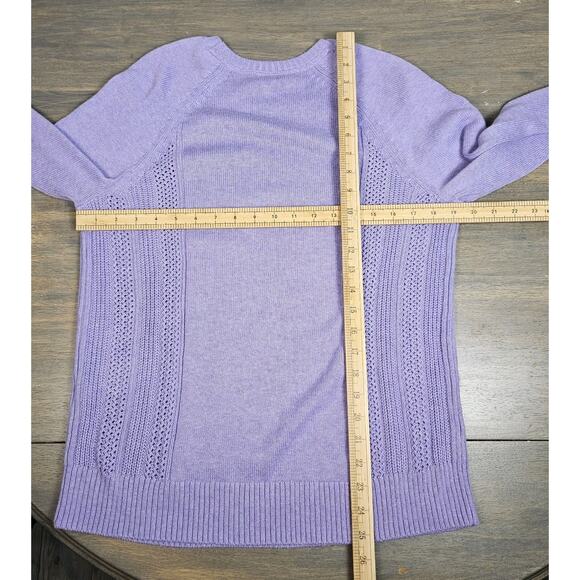 J. Jill Textured-Sides Crew Neck Sweater Purple Womens Size XS Soft Cozy - Picture 5 of 7